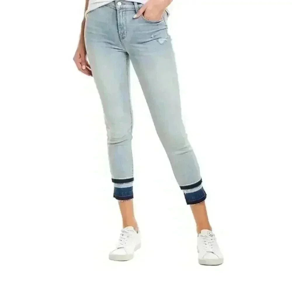 J BRAND Alana High Rise Ankle Crop Jeans Size 25 Remnant Tiered Frayed Hems